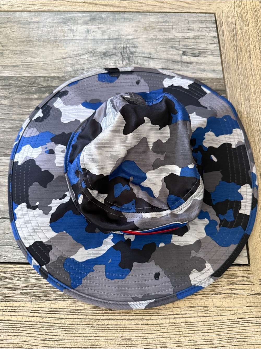 New Era Blue Gray Black Camo Boonie with Buffalo Bills Patch